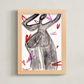 "Love Me " - Art Print in Black-Red-Pink by Maran Ree Whiting - Framed