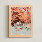 "Autumn Shadows 2" - Art Print in Coral Red by Simona Gocan - Framed