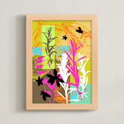 "Graphic Florals, Foliage," - Art Print in Limeade by Kathleen Ney - Framed