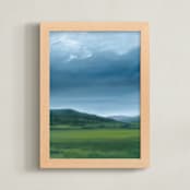 "Through the Hills" - Art Print in Mist Blue by Jen Tips - Framed