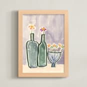 "Domestic bliss" - Art Print in Lilac background by Bethania Lima - Framed