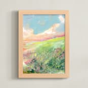"Over The Creek" - Art Print in Grass by Lindsay Megahed - Framed