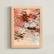 "Autumn Shadows 1" - Art Print in Coral Red by Simona Gocan - Framed