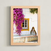 "Seville Fountain" - Art Print in Bougainvillea by Heather Deffense - Framed