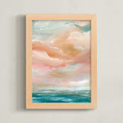 "Seascape at Sunset" - Art Print in Blush by Lindsay Megahed - Framed