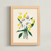 "Daisy Bunch" - Art Print in Peach by Haley Warner - Framed