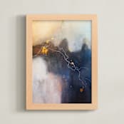 "Let It Hold Your Hand" - Art Print in Steely Blue by Christine Olmstead - Framed