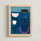 "Blue Still Life 2" - Art Print in Moody blue by Francesca Iannaccone - Framed