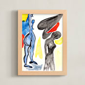 "Paper Cutout no. 2" - Art Print in Blue-Black-Red by Maran Ree Whiting - Framed