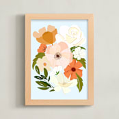 "May Bouquet" - Art Print in Sky by Haley Warner - Framed