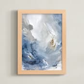 "Quiet the Water" - Art Print in steel blue by Roberta Hoiness Art - Framed