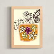 "Illustrated vase" - Art Print in YELLOW  vase by Bethania Lima - Framed