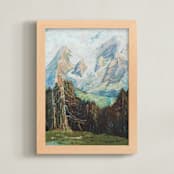 "Vintage Oil Landscape" - Art Print in Muted Seafoam by CedarandGrey - Framed