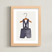 "Overalls" - Art Print in Bluebird by Haley Warner - Framed