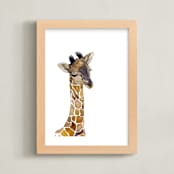 "Baby Animal Friends: Giraffe" - Art Print in Brown Giraffe Spots by Jieun K Rasband - Framed