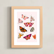 "Moths & Butterflies" - Art Print in Blush Pink by Shannon Kirsten - Framed