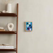 "Graphic Florals, Geraniums" - Art Print in Cyan Blue by Kathleen Ney - In a Room