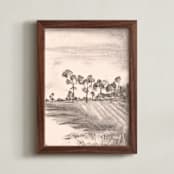 "Countryside II" - Art Print in Rose by Teju Reval - Framed