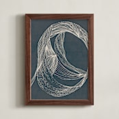 "Dancing Lines" - Art Print in Whale Blue by Lucrecia Caporale - Framed