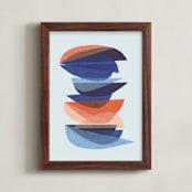 "bird chatter" - Art Print in cobalt by Carrie Moradi - Framed