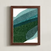 "Rippling Fields I" - Art Print in sea foam by Carrie Moradi - Framed