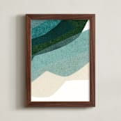 "Rippling Fields II" - Art Print in sea foam by Carrie Moradi - Framed