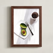 "Flatlay Avocado" - Art Print in Bright White by Kinga Subject - Framed