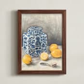 "Lemon Chinoiserie" - Art Print in Citrus by Laura Udall Miller - Framed