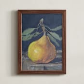 "Pear Still Life" - Art Print in Charcoal by Rachel Roe - Framed