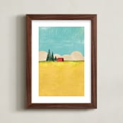 "Playing Field" - Art Print in straw by sue prue - Framed
