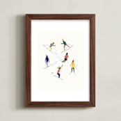 "Ski people" - Art Print in Candy by Anee Shah - Framed
