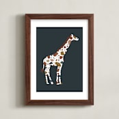 "Marmoreal Giraffe" - Art Print in Dark Slate by Kacey Kendrick Wagner - Framed