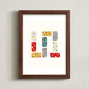 "Dominoes" - Art Print in White by Carolyn Kach - Framed