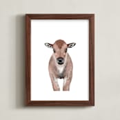 "Baby Animal Bison" - Art Print in Almond by Cass Loh - Framed