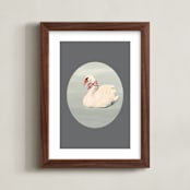 "Dreamy Swan" - Art Print in Smoke by Teju Reval - Framed