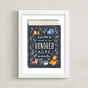 "The Hundred Acre Woods from Disney's Winnie The Pooh" - Personalized Art Print in Navy by JeAnna Casper - Framed