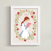 "Disney's Belle Library" - Personalized Art Print in Rose by Jamie Alexander - Framed