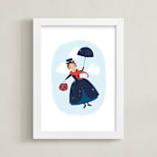 "Mary Poppins Flies" - Art Print in Sky by Itsy Belle Studio - Framed