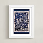"Art Nouveau Alice" - Art Print in Navy by Stefanie Lane - Framed