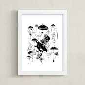 "The Mushroom Fall" - Art Print in Truffle by Deborah Velasquez - Framed