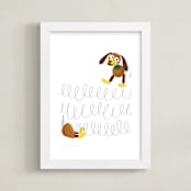 "Slinky Dog Saves the Day" - Art Print in Bark by Jackie Crawford - Framed