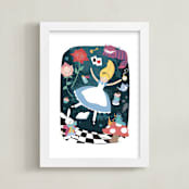 "The Rabbithole from Disney's Alice In Wonderland" - Art Print in Blue by peetie design - Framed