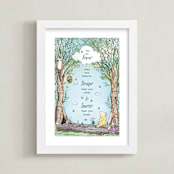 "Disney's Winnie the Pooh in the Wood" - Art Print in Honey by Becky Nimoy - Framed