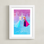 "Elsa and Anna from Disney's Frozen" - Art Print in Ice by Lori Wemple - Framed