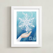 "Disney's Elsa Snow Flake" - Art Print in Ice by Leah Bisch - Framed