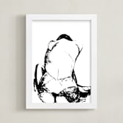 "quiet contemplation" - Art Print in charcoal by Carol Fazio - Framed