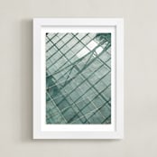 "Weaves of shadows III" - Art Print in Teal Green by Van Tsao - Framed