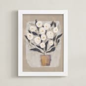 "The Gardenia" - Art Print in Creamy Buff by Jacquelyn Sloane Siklos - Framed