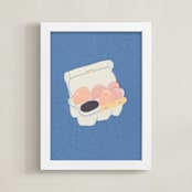 "Half Dozen Eggs" - Art Print in Navy by Elliot Stokes - Framed