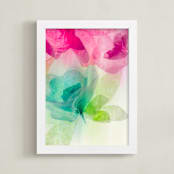 "A Floral Dream I" - Art Print in Fuchsia by Karen Kardatzke - Framed